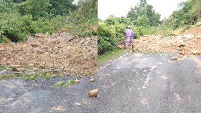 কাপ্তাইয়ে টানা বর্ষণে পাহাড়ধস, চন্দ্রঘোনা সড়কে যান চলাচল বন্ধ