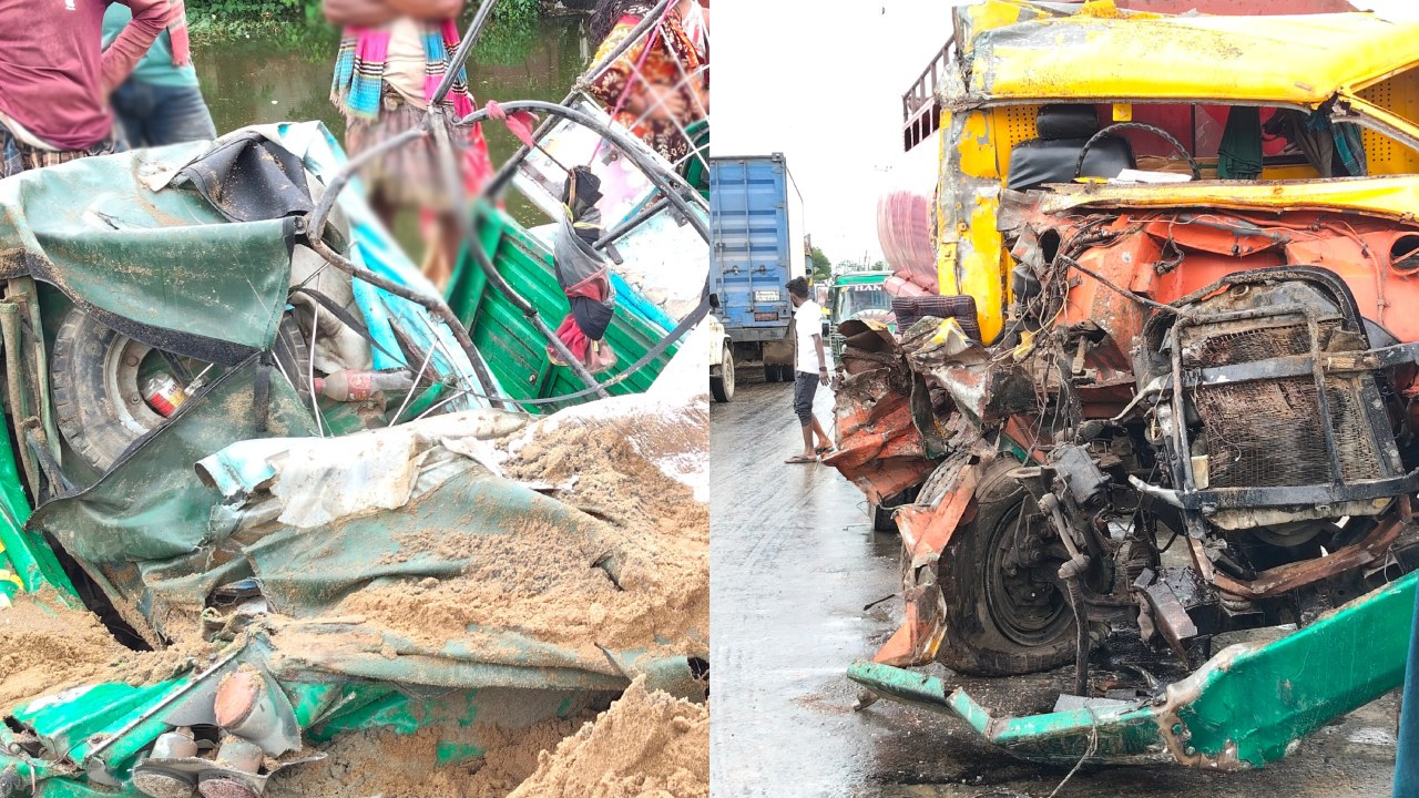 মাধবপুরে ত্রিমুখী সংঘর্ষে নিহত ২, মহাসড়কে যান চলাচল বন্ধ