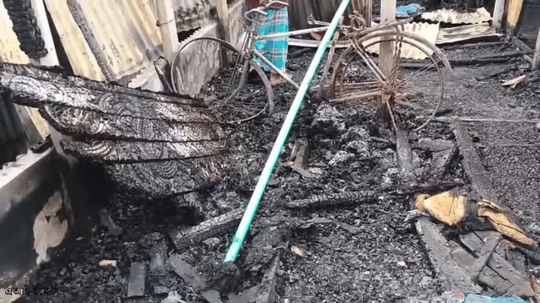 কালিয়াকৈরে মধ্যরাতে আগুন, পুড়ল ২৩ বসতঘর ও ৫ দোকান