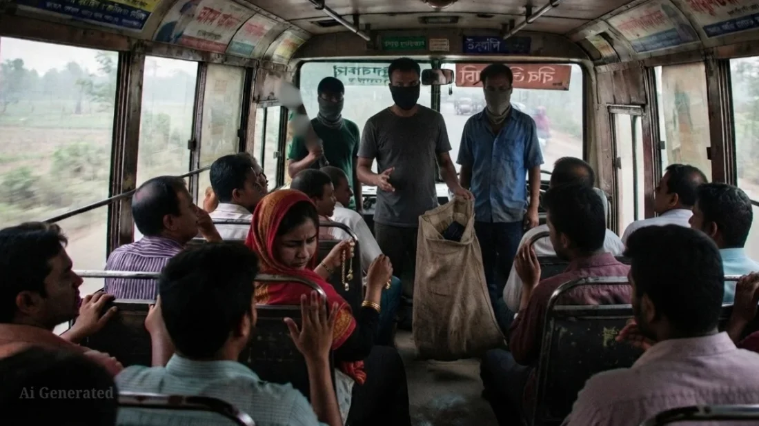 নারায়ণগঞ্জে অস্ত্র ঠেকিয়ে যাত্রীবাহী বাসে ডাকাতি