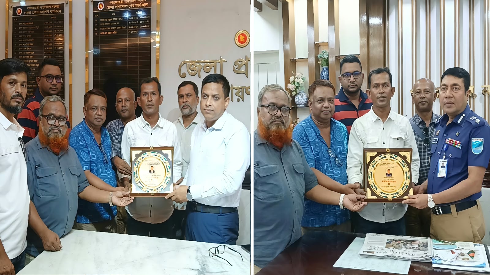 ডিসি ও এসপিকে নারায়ণগঞ্জ জার্নালিস্ট ইউনিটির সম্মাননা